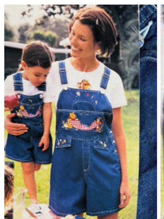 Disney Pants - Disney catalogue Winnie The Pooh 90's Embroidered Gingham denim overalls Sz L